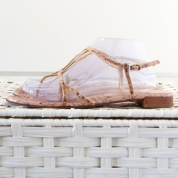 Prada Snakeskin Sandals Designer Summer Flats Casual Thong Sandals Flip Flops - Picture 3 of 16